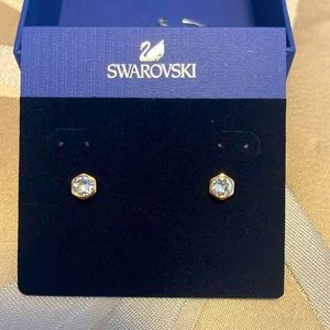 Brand New Swarovski Rose Gold Stud Earrings with Clear Crystals in Box.